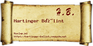 Hartinger Bálint névjegykártya